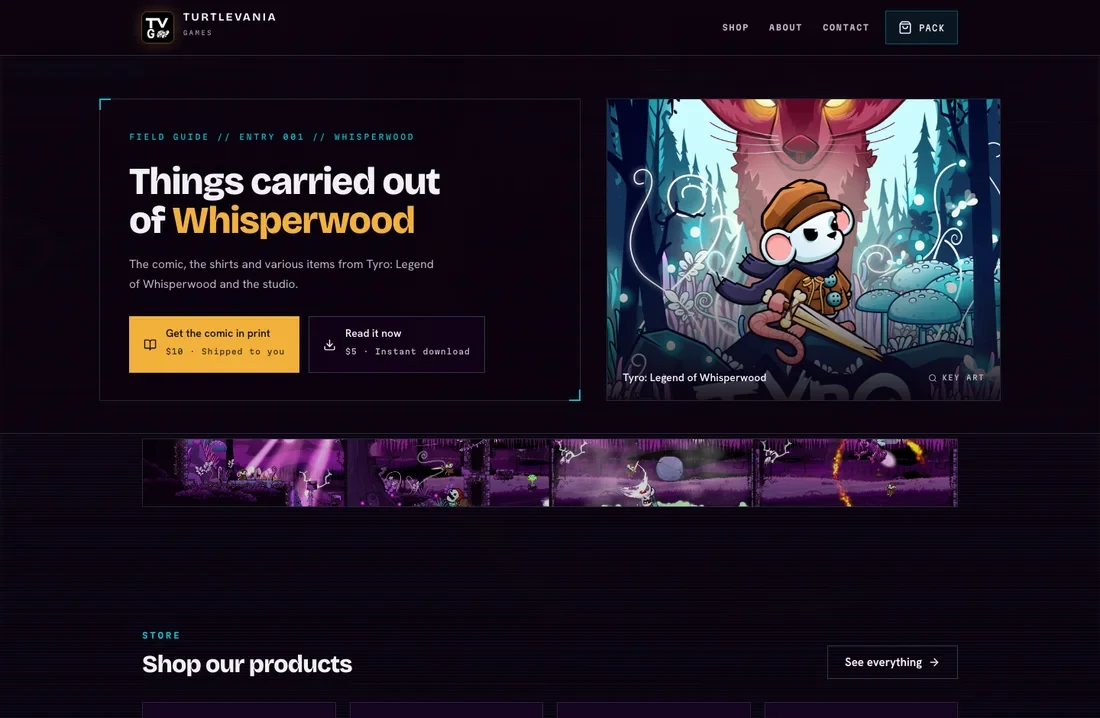 Turtlevania's live store with comic and merchandise